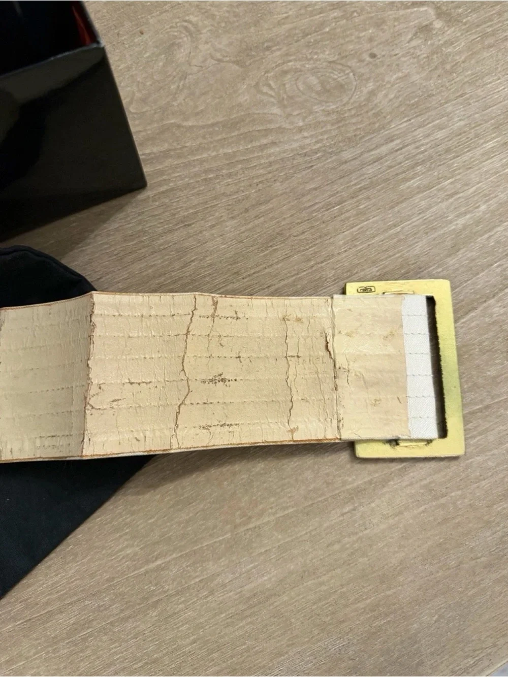 Vintage Chanel Gold Tone Wide Canvas Belt